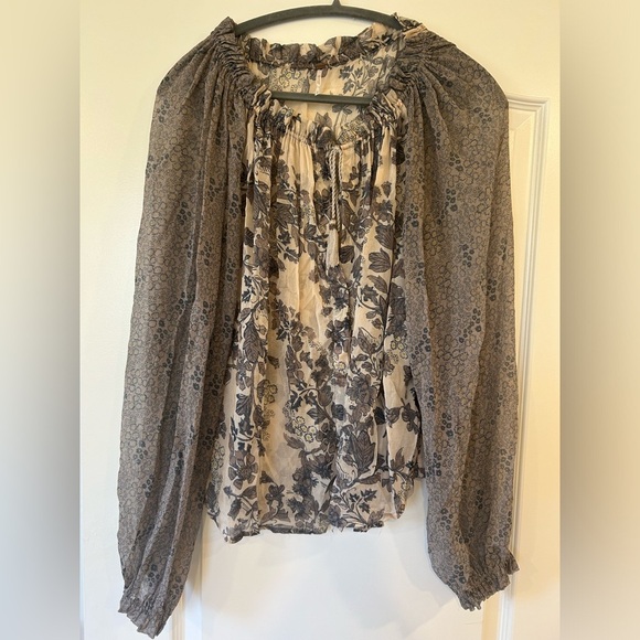 EUC Free People Hendrix Printed Peasant Top - Picture 2 of 12